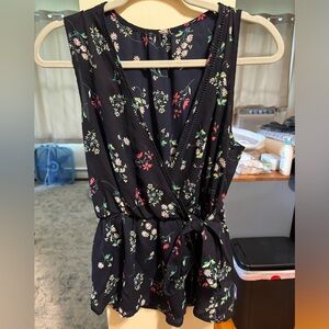 Navy blue floral blouse